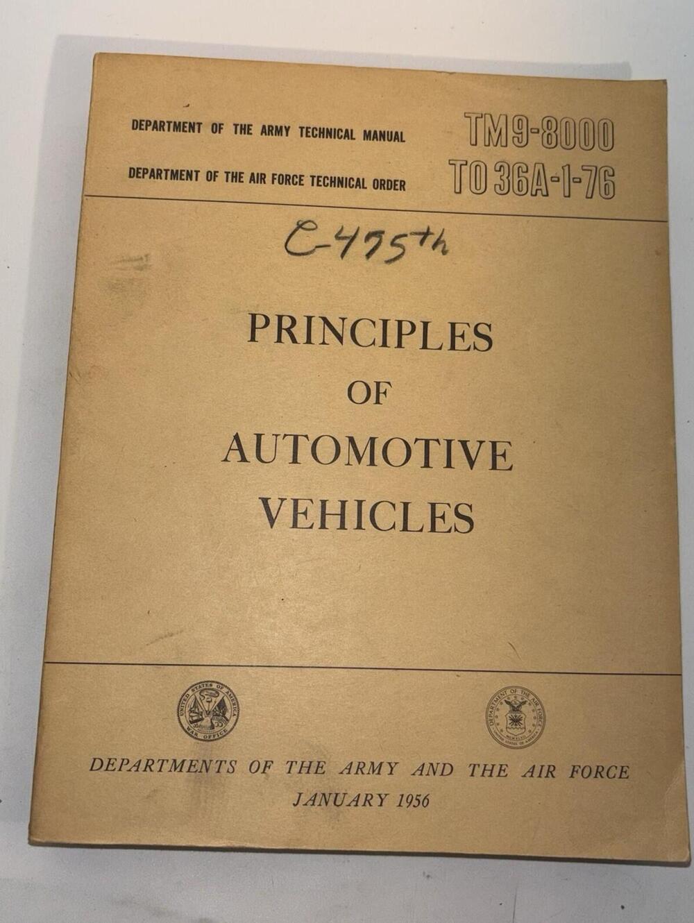 1956 US Army Air Force TM9-8000 Principles Of Automotive Vehicles